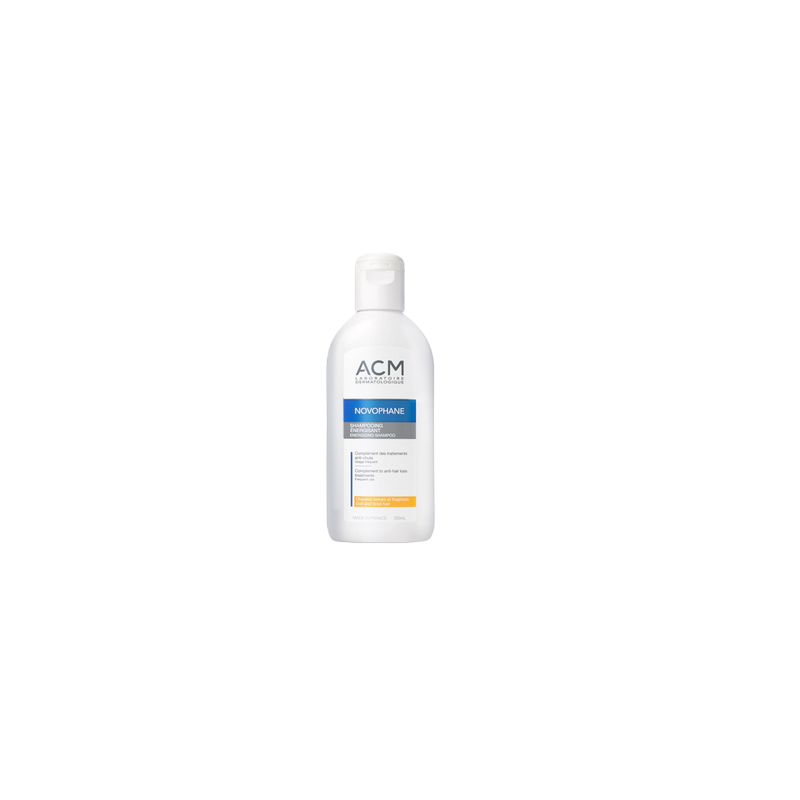 ACM Novophane Shampooing Énergisant 200ml flacon blanc avec bouchon clips
