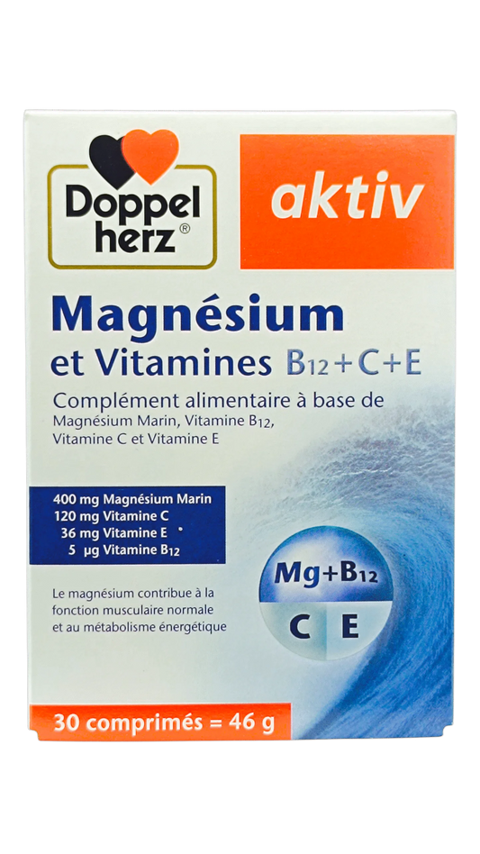 Aktiv Magnésium et Vitamine B12+C+E 30cp/46g