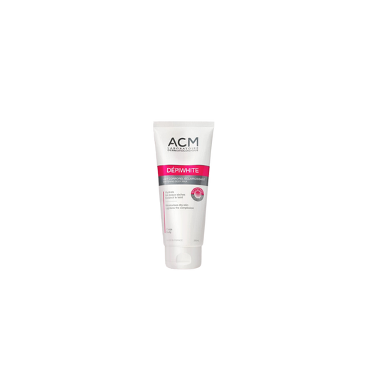 ACM Dépiwhite Lait Corporel Éclaircissant tube souple blanc avec bouchon clips
