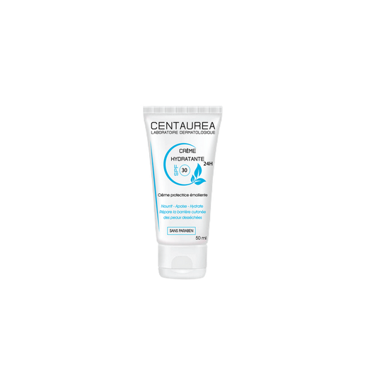 Centaurea Crème Hydratante SPF 30+ 50ml tube souple blanc avec bouchon clips