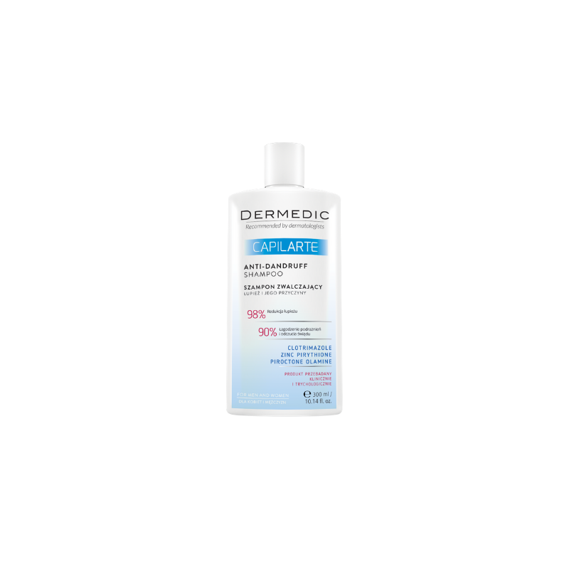 Dermedic Shampoing Capilarte Antipelliculaire 300ml flacon blanc avec bouchon utilisation facile