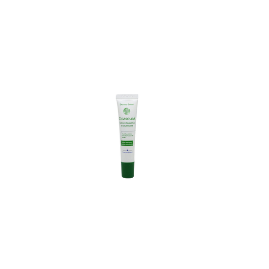 Dermo-Soins Cicasouak Crème Réparatrice et Cicatrisante 15ml, tube blanc souple avec bouchon vert