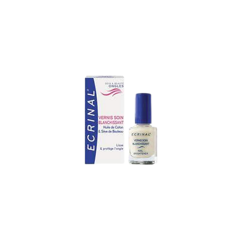 Ecrinal Ongles Soin Blanchissant Vernis 10ml flacon transparent avec bouchon bleu