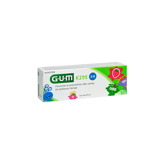 GUM-DENTIFRICE-KIDS-DE-2-ANS-A-6-ANS-3000 dans sa boite cartonnée blanc
