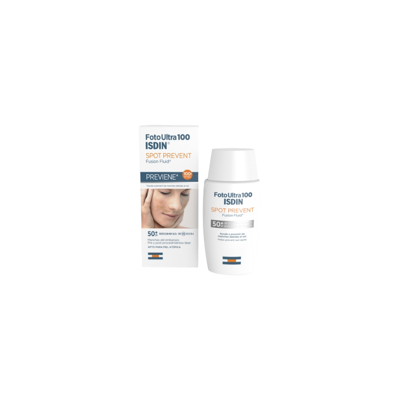 Isdin Foto Ultra 100 Spot Prevent Fusion Fluid SPF 50+ 50ml, flacon souple blanc a bouchon transparent