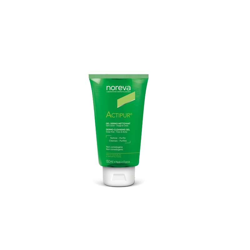 Noreva Actipur Gel Dermo-Nettoyant 150ml, flacon souple vert bouchon clips