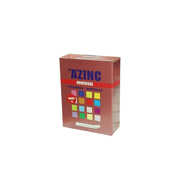Arkopharma azinc grossesse 30 gélules dans une boite rouge cartonnée
